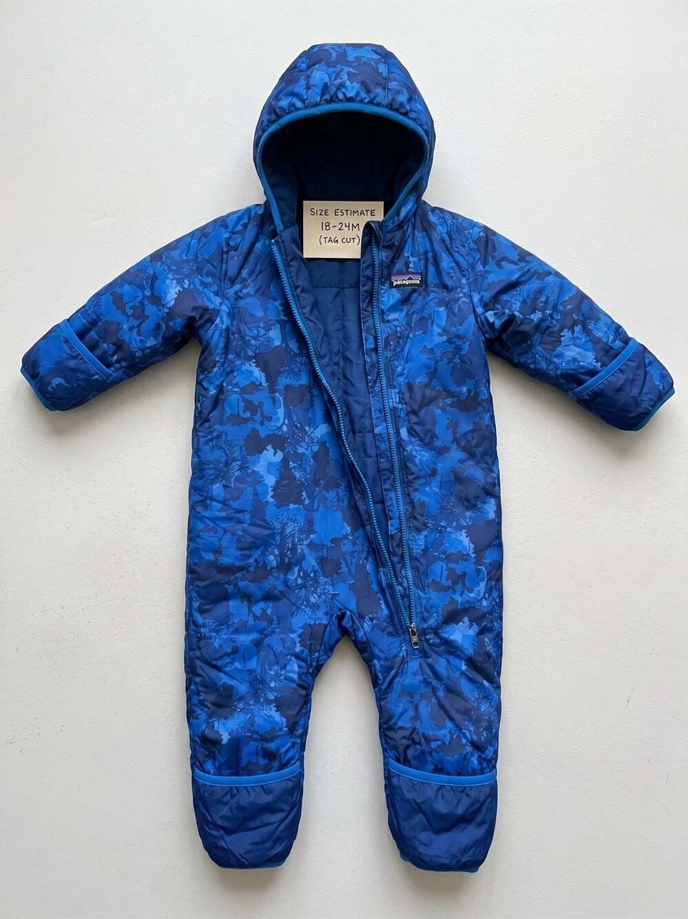 Patagonia Infant Reversible Puff-Ball Bunting Size 18-24M** Snowsuit Blue